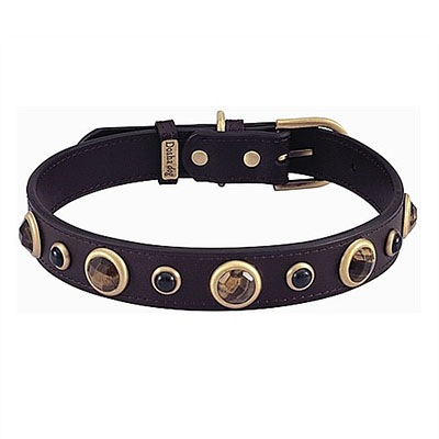 Imperial Faceted Tiger Eye & Onyx Dog Collar - Small_big